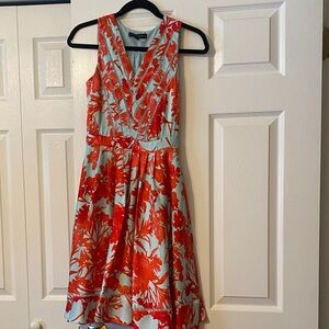 Banana Republic Red and Blue Floral Midi Dress